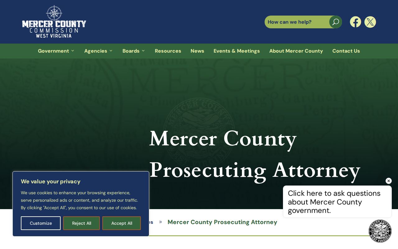 Mercer County criminal case prosecutor office information