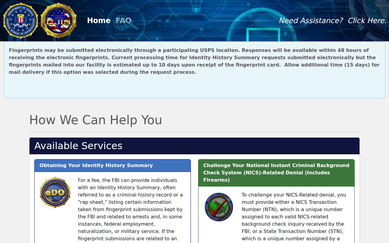 Mercer County criminal record FBI personal history portal