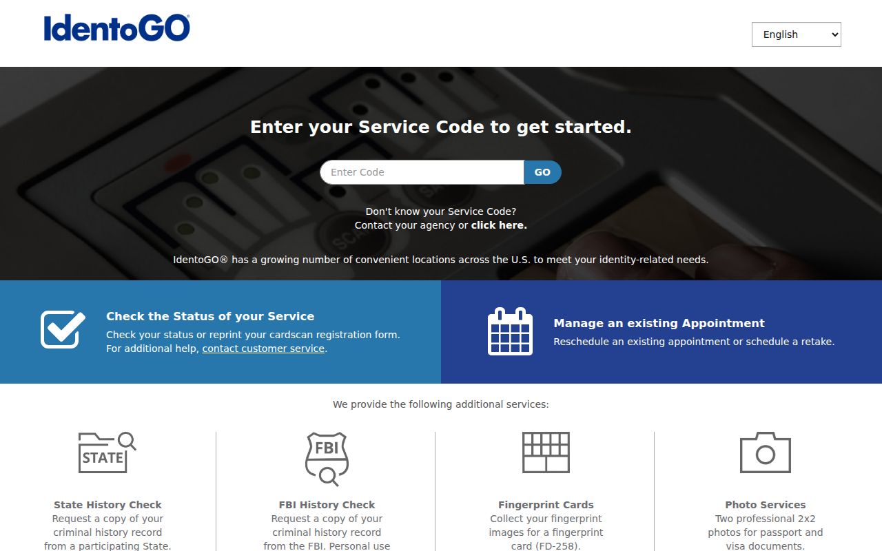 Mercer County criminal history IdentoGO fingerprint appointment portal