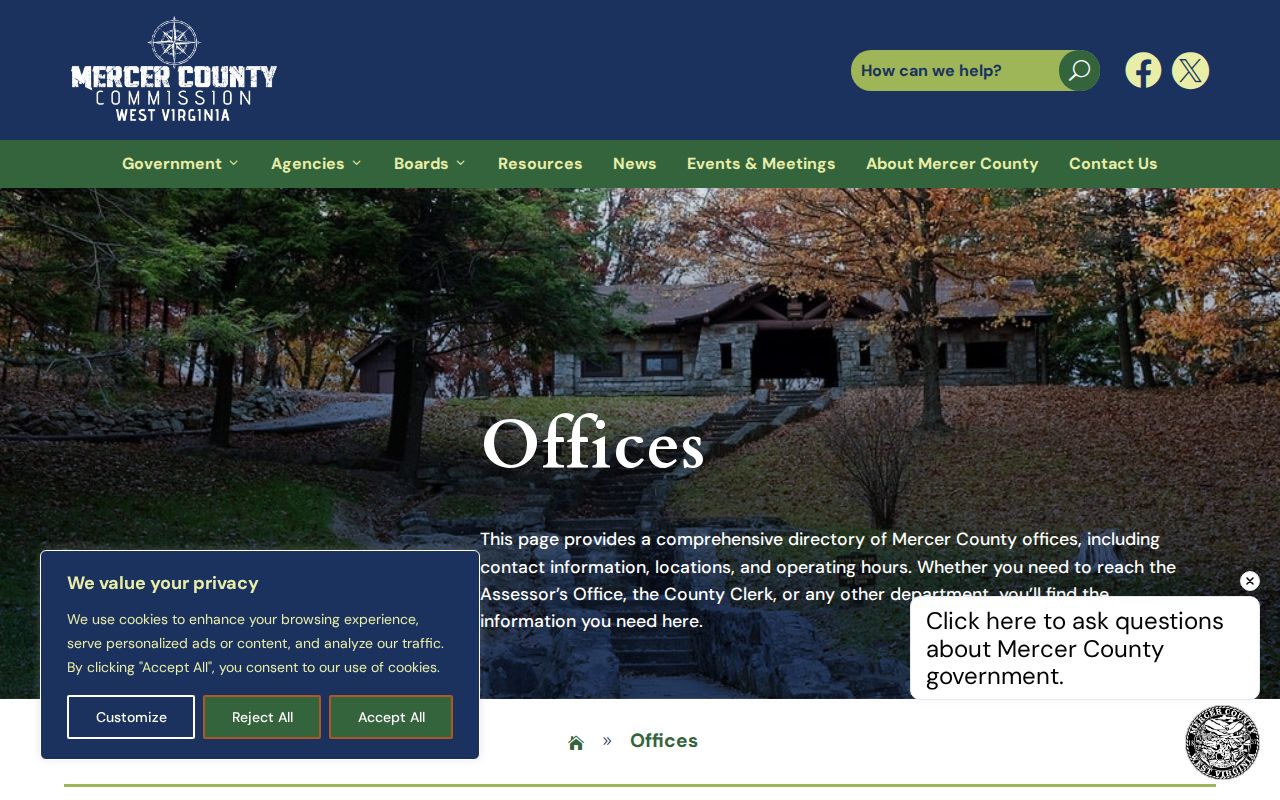 Mercer County criminal records courthouse office directory