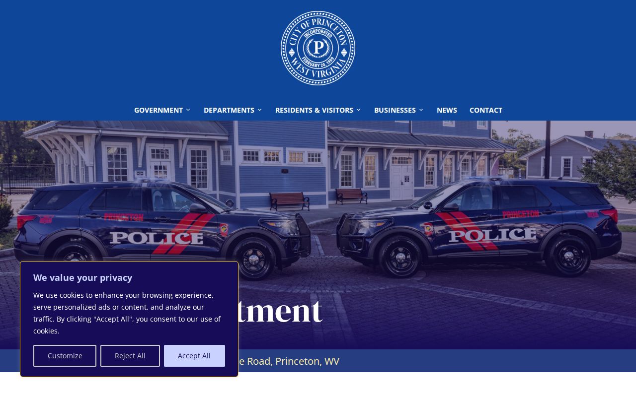 Princeton criminal history source showing the official police records contact